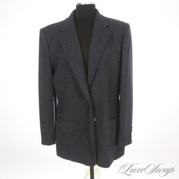 THE BUTTONS ALONE ARE INCREDIBLE : RALPH LAUREN NAVY BLUE SPECKLED TWEED EQUESTRIAN BUTTON BLAZER JACKET 14