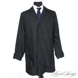 MODERN AND VERY STYLISH RECENT MENS COLE HAAN BLACK UNSTRUCTURED MICROFIBER LONG RAIN COAT S