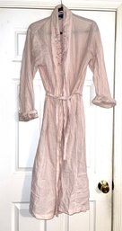 BE THE SOUTHERN BELLE! WOMANS CHARTER CLUB PINK FLORAL-ACCENTED SEERSUCKER COTTON ROBE
