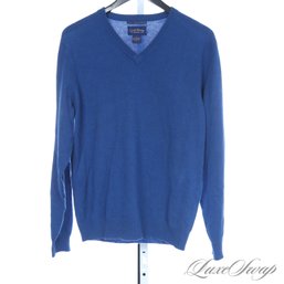 WHAT A COLOR AND SO SOFT! MENS CLUB ROOM 100 PERCENT PURE CASHMERE ROYAL BLUE V-NECK SWEATER S