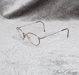 Vintage Polo Ralph Lauren Made In Italy Brass Gold Thin Wire Metal Oval Glasses