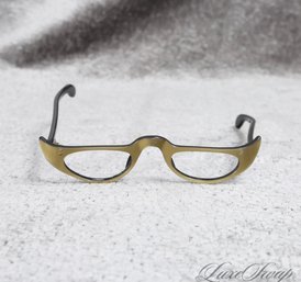 Anonymous Vintage 1950s 1960s Black Greenish Gold 1/2 Cat Eye Flame Glasses #5