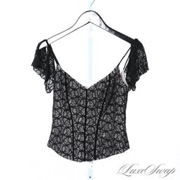 THE GOOD STUFF! MADE IN USA NICOLE MILLER NEAR MINT BLACK LACE CRYSTAL INFUSED GLITTER TANK SHIRT 2