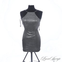 LADIES THIS THING REALLY SHINES! ANONYMOUS MODERN NEAR MINT ANTHRACITE BRIGHT SPARKLER CUTOUT BACK DRESS