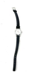 #17 SUPER COOL WOMENS COACH 0250 SMALL SILVER WATCH ON LEATHER BABY-BLUE LINED STRAP