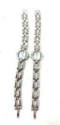 #20 SUPER CHIC WOMENS LOT OF 2 MOTHER OF PEARL DIAL METAL BRACLET WATCHES