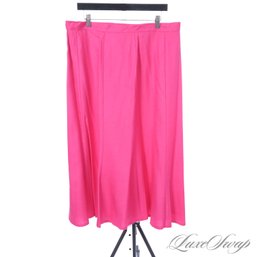 ANONYMOUS AND GORGEOUS VINTAGE MADE IN USA ITALIAN LINEN BLEND SLUBBY HOT PINK LONG SKIRT 20