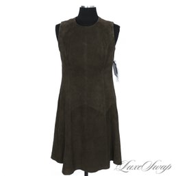 #448 BRAND NEW WITH TAGS LATINI / MARIA VITTORIA ITALY CHOCOLATE BROWN FULL SUEDE LEATHER DRESS 44 EU