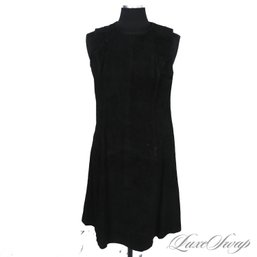 #449 BRAND NEW WITH TAGS LATINI / MARIA VITTORIA ITALY BLACK FULL SUEDE LEATHER DRESS 44 EU