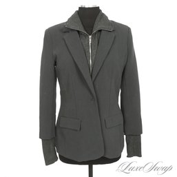 MODERN AND FRESH CENTRAL PARK NY ANTHRACITE GREY BRUSHED FINISH KNITTED SELF GILET JACKET M