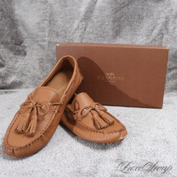 #1 BRAND NEW IN BOX COACH 'NADIA' GINGER BROWN SOFT GRAINED LEATHER DRIVING LOAFERS 7.5