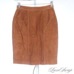 #454 BRAND NEW WITH TAGS LATINI / MARIA VITTORIA ITALY VICUNA BROWN SUEDE SKIRT 40