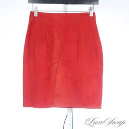 #455 BRAND NEW WITH TAGS LATINI / MARIA VITTORIA ITALY TOMATO RED RIBBED SUEDE SKIRT 40