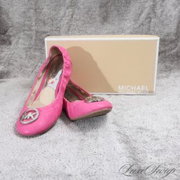 #2 BRAND NEW IN BOX MICHAEL KORS 'FULTON QUILTED' ZINNIA PINK LEATHER BALLET FLAT SHOES 6.5