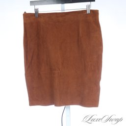 #460 BRAND NEW WITH TAGS LATINI / MARIA VITTORIA ITALY VICUNA BROWN SUEDE SKIRT 50 EU