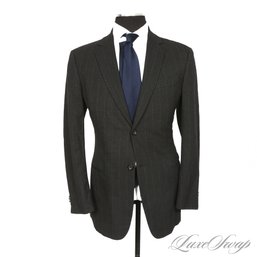 EXPENSIVE AS HECK MENS GIORGIO ARMANI BLACK LABEL MADE IN ITALY CHARCOAL GREY TEXTURED STRIPED JACKET 48 EU