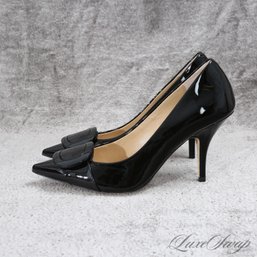 #5 MINT IN BOX WORN FOR 3 HOURS MICHAEL KORS 'PAULINE' BLACK PATENT LEATHER BUCKLE TOE PUMPS SHOES 8