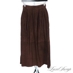 #457 BRAND NEW WITH TAGS LATINI / MARIA VITTORIA ITALY CHOCOLATE SUEDE FULL LONG SKIRT 40 EU