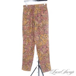 #463 BRAND NEW WITH TAGS LATINI / MARIA VITTORIA ITALY BROWN MULTI ALLOVER FLORAL PAINTED JEANS PANTS 46 EU