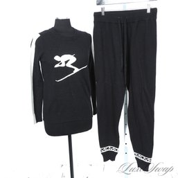 ASPEN READY! BRAND NEW WITH TAGS MICHAEL KORS 2 PIECE BLACK DOWNHILL SKIER KNITTED SWEATER / PANTS S