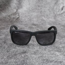 NEAR MINT AND RECENT RAY BAN MADE IN ITALY 'JUSTIN' RUBBERIZED POLARIZED SUNGLASSES