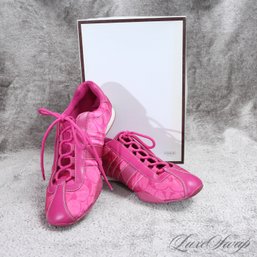 #17 NEAR MINT IN BOX COACH 'KIRBY' FUSCHIA SATEEN SATIN CC MONOGRAM SPORT SNEAKERS 8