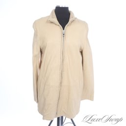 #426 BRAND NEW WITH TAGS LATINI / MARIA VITTORIA FIRENZE PALE CAMEL NAPPA LEATHER LONG COAT 48 EU