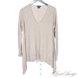 RECENT AND LUXURIOUS BLOOMINGDALES 100 PERCENT PURE CASHMERE 2 PLY MOCHA ROLLED EDGE DEEP VNECK SWEATER M
