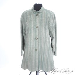 #427 BRAND NEW WITH TAGS LATINI / MARIA VITTORIA FIRENZE GREEN PRINTED STRIPED LEATHER OVERSIZED COAT 40 EU