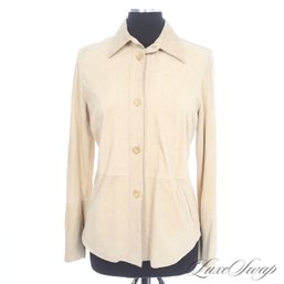 #429 BRAND NEW WITH TAGS LATINI / MARIA VITTORIA FIRENZE LIGHT SABBIA SUEDE UNLINED SHIRT JACKET 42 EU