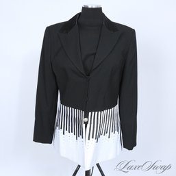 HIGH IMPACT STELLA LOUISE FOR KB BLACK TEXTURED CREPE IVORY BOTTOM PIANO KEYBOARD FANCY JACKET 10