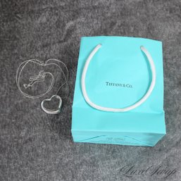 #3 AN EXCEPTIONAL AUTHENTIC TIFFANY & CO .925 STERLING SILVER ELSA PERRETTI OPEN HEART PENDANT ON 17' NECKLACE