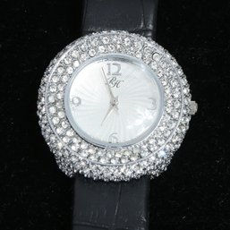 #18 THATS HOT! PARIS HILTON STAINLESS STEEL FULLY BLINGED OUT CRYSTAL BEZEL AND CASE WATCH