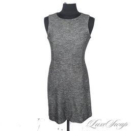 EVERY WARDROBE NEEDS ONE! ESSENTIAL THEORY BLACK AND WHITE SPECKLED STATIC FLANNEL DRESS MADE IN USA 8