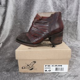 WITH THE ORIGINAL BOX! BOHO CHIC FREEBIRD BY STEVEN BROWN SLATTED SLICED LEATHER 'CAIN' BOOTIES 8