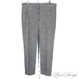 JUST LOVELY! THEORY BLACK / GREY BRAIDED STRIPE FLANNEL PANTS SIZE 12