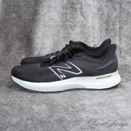 #8 NEAR MINT AND SUPER RECENT MENS NEW BALANCE BLACK GREY MOTTLED WHITE SOLE FRESHFOAM RUNNING SNEAKERS 12.5