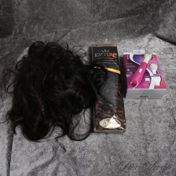 #13 LOT OF 3 BRAND NEW WITH TAGS TWO WIGS, ONE OF HUMAN HAIR, AND ONE BRAND NEW SHAVING RAZOR