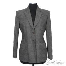BEAUTIFUL AND EXPENSIVE ARMANI COLLEZIONI MADE IN ITALY WOMENS GREY DIAMOND TWEED BLAZER JACKET 8