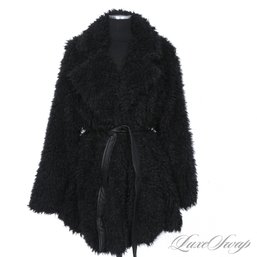 WHAT A VIBE! BRAND NEW WITH TAGS MISS LONDON BLACK FAUX FUR CHUBBY SHAGGY COAT 3XL