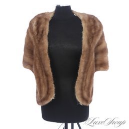 #6 GOLDEN AGE LUXE VINTAGE BLONDE GENUINE MINK FUR SHAWL JACKET WITH POCKETS FITS ABOUT S