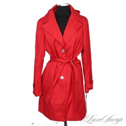 BRAND NEW WITH TAGS MODERN AND FRESH CALVIN KLEIN SHOCKING RED MICROFIBER HOODED COAT XL