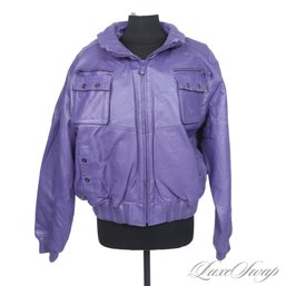 PLUS SIZE AND FANTASTIC WOMENS BROOKLYN SWAGG GRAPE PURPLE LEATHER MOTORCYCLE JACKET W/FAUX FUR LINER 5XL