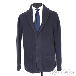 EXPENSIVE AND COVETED MENS POLO RALPH LAUREN NAVY CHUNKY RIBBED 'GRANDPA' SHAWL COLLAR PUB JACKET CARDIGAN XL