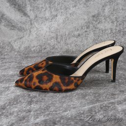 #25 BRAND NEW IN BOX LORD AND TAYLOR 'RAY' BROWN LEOPARD PONYSKIN FUR STILETTO HEEL MULES 7.5