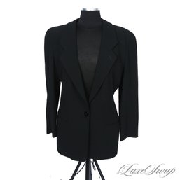 $2000 PLUS GIORGIO ARMANI MADE IN ITALY BLACK TEXTURED DRY CREPE BLAZER JACKET 10