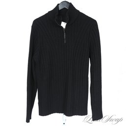 MEGA EXPENSIVE MENS MONCLER PURE WOOL CHUNKY RIBBED KNIT 1/2 ZIP ROADSTER SWEATER FITS ABOUT M/L
