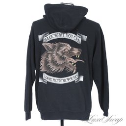 THIS IS AWESOME : MENS SEETHER BLACK ' TAKE WHAT YOU CAN LEAVE ME TO THE WOLVES' FULL ZIP HOODIE SWEATSHIRT XL