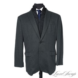 MODERN AND FANTASTIC MENS EXPRESS CHARCOAL GREY SOFT JERSEY JACKET WITH ZIPOUT GILET VEST SLIM FIT 44