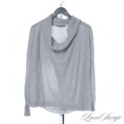 MODERN AND SO CUTE! 27 MILES MALIBU 100 PERCENT PURE CASHMERE HEATHER GREY COWL TURTLENECK SWEATER S